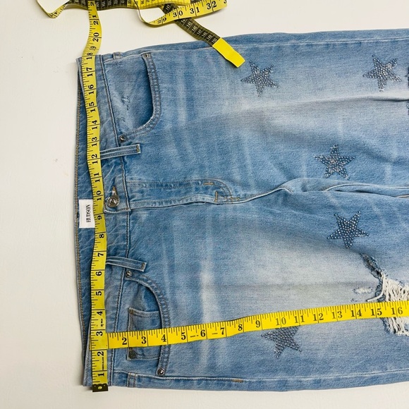 HUDSON WOMENS BLUE JEANS SIZE 32 stars prints high rise - Picture 5 of 12